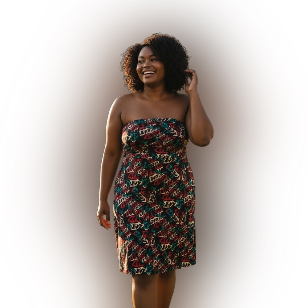 LuLaRoe Black and Red Pencil Strapless Dress Casual
